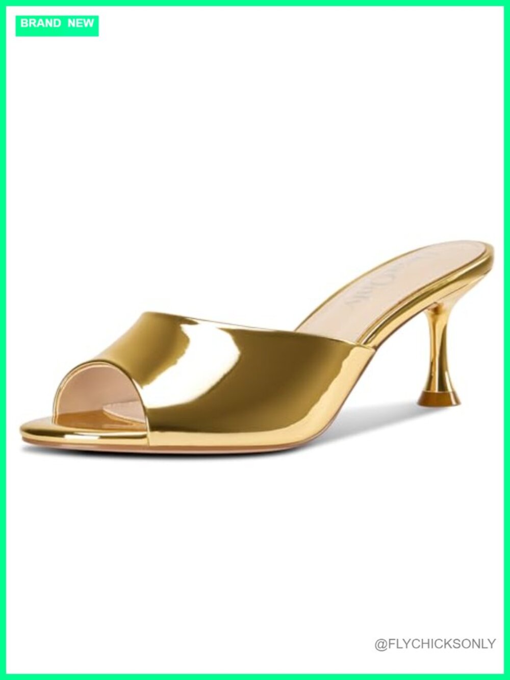 Womens Open Toe Low Kitten Heel Sandals Slip-on Stiletto Mule Patent Leather